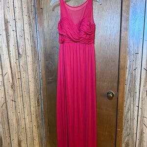 David's Bridal Red Sleeveless Ruched Chiffon Prom/Bridesmaid